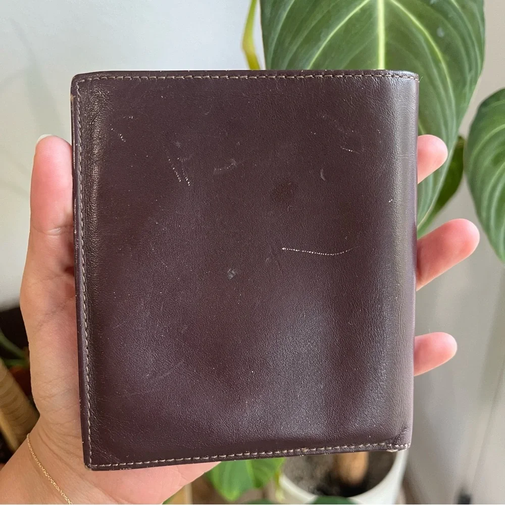 BOSCA Wallet Saddler Collection Brown Leather Bifold Vintage
